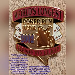 World's Longest Poker Run Reno To Elko 2002 Commemorative Pin